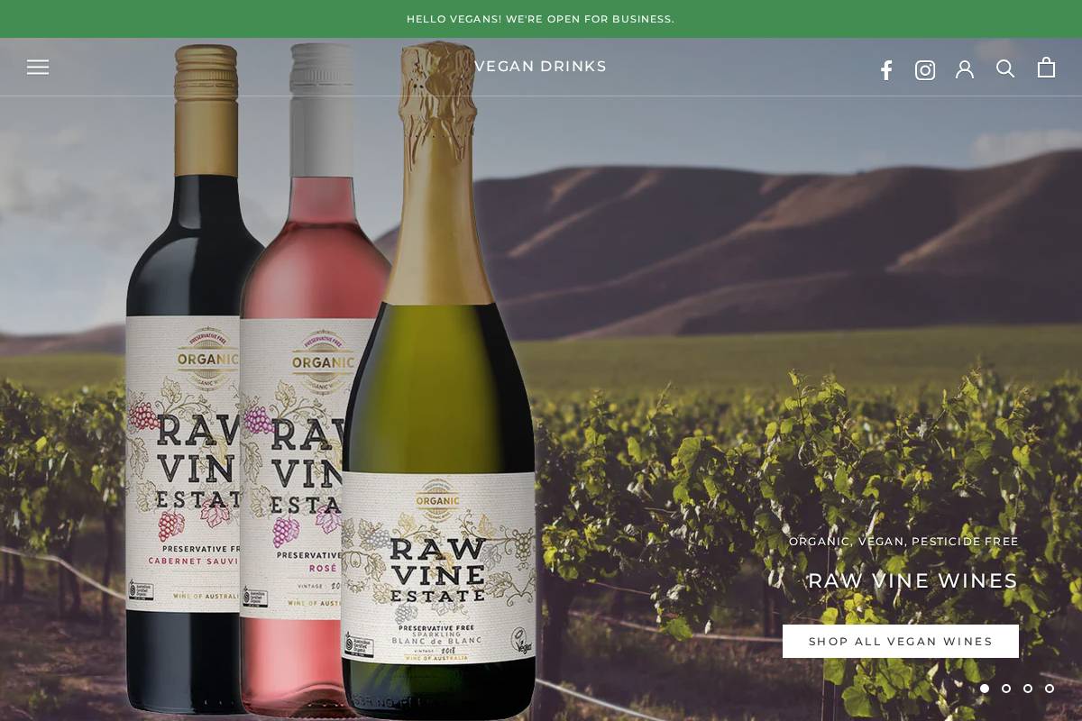 vegandrinks.com.au homepage screenshot