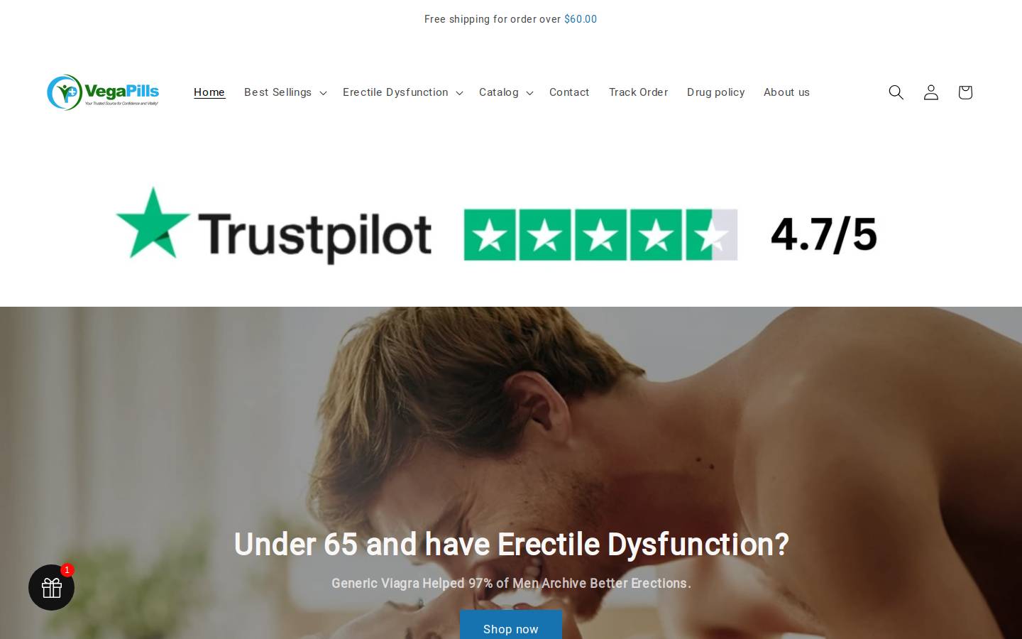 Vegapills homepage screenshot