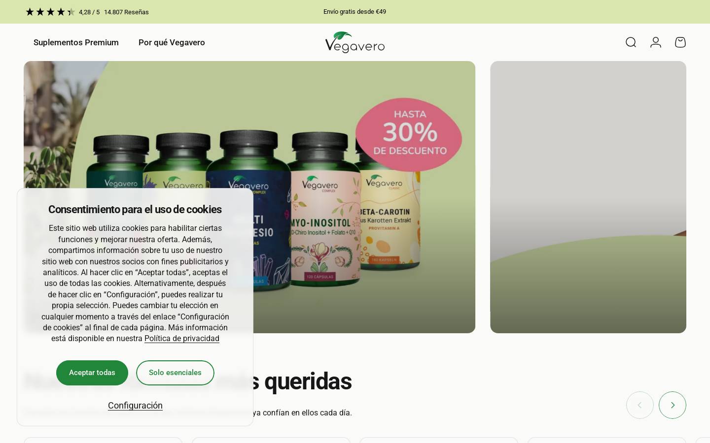 Vegavero homepage screenshot