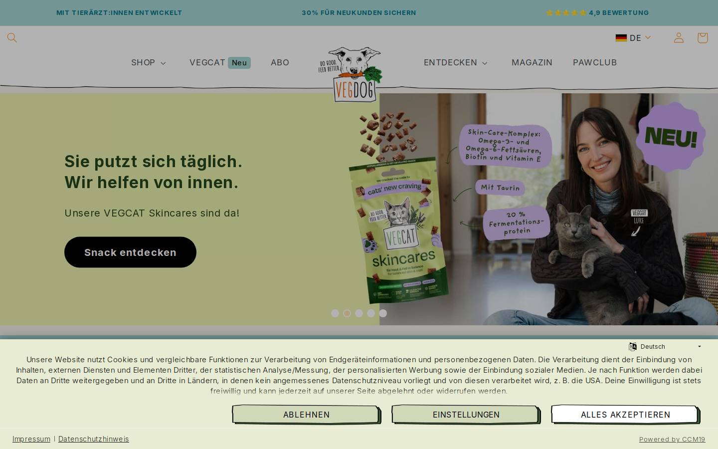 VEGDOG homepage screenshot