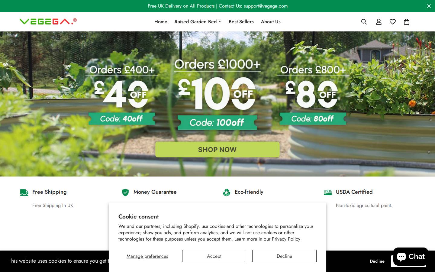 vegega-uk.com homepage screenshot