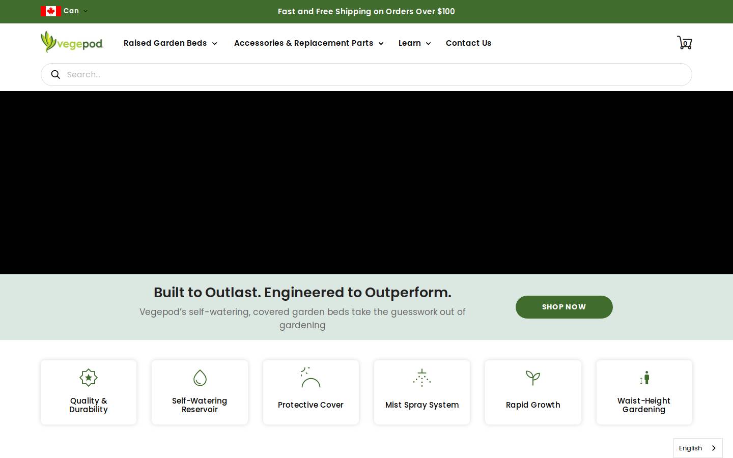 Vegepod North America homepage screenshot