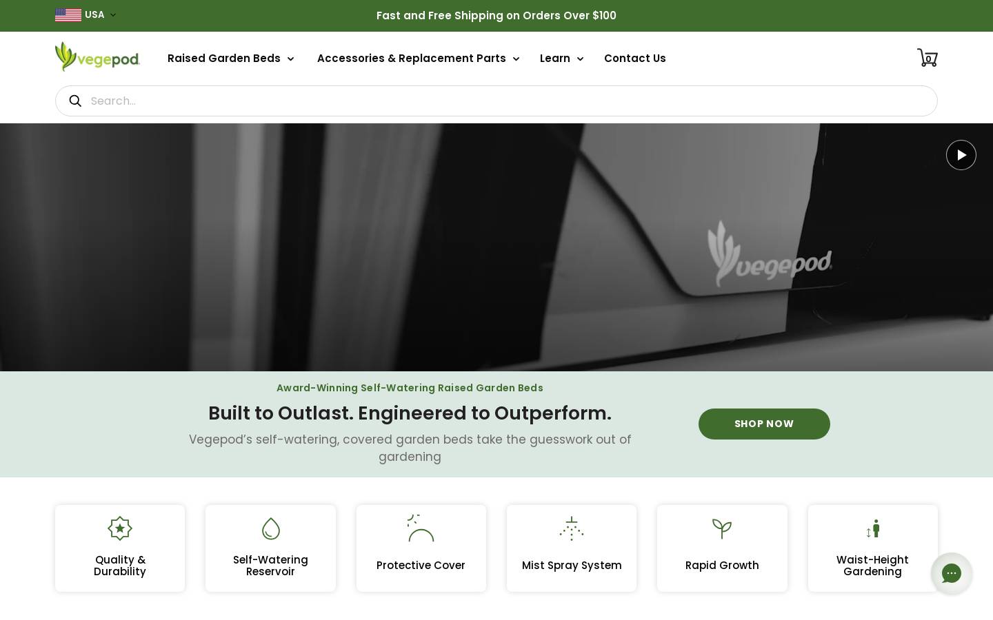 Vegepod North America homepage screenshot