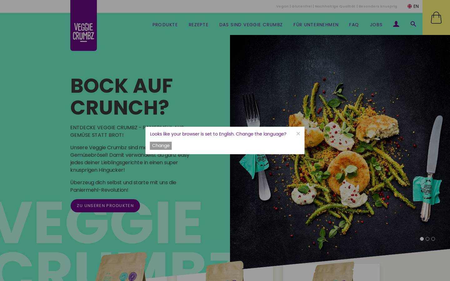 Veggie Crumbz by Ebbe & Food homepage screenshot
