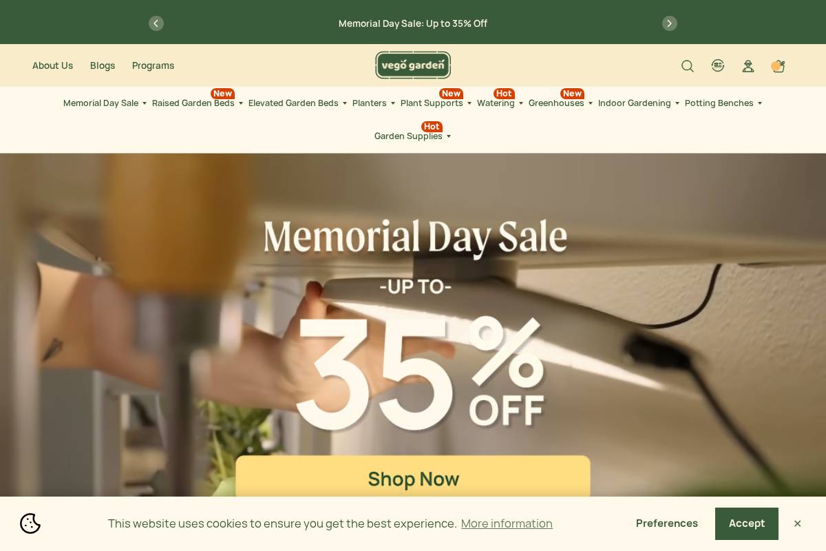 Vego Garden homepage screenshot