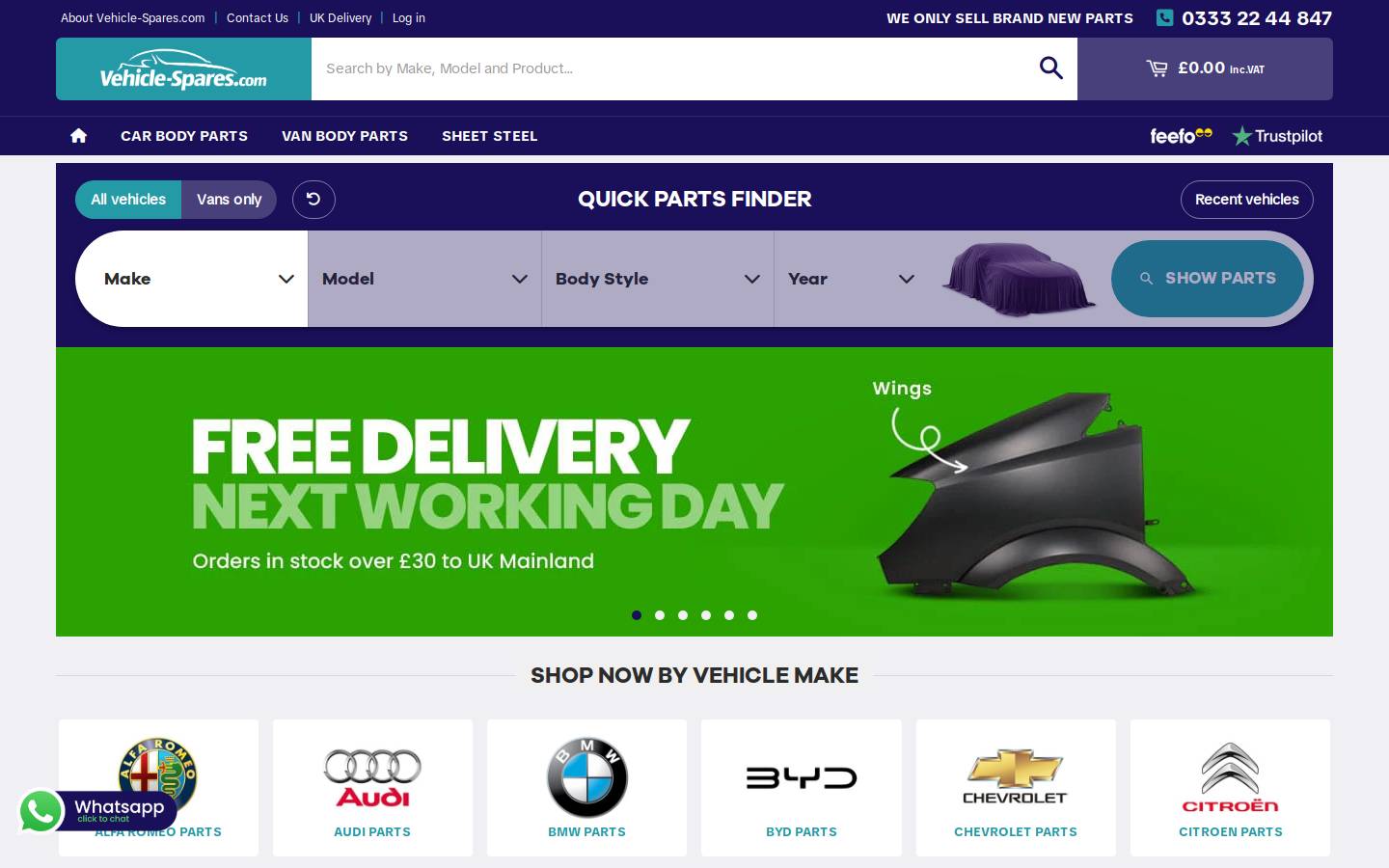 Vehicle-Spares.com homepage screenshot