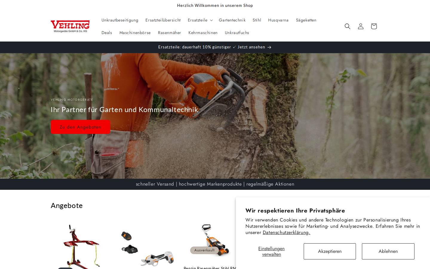 vehling-motorgerate.de homepage screenshot