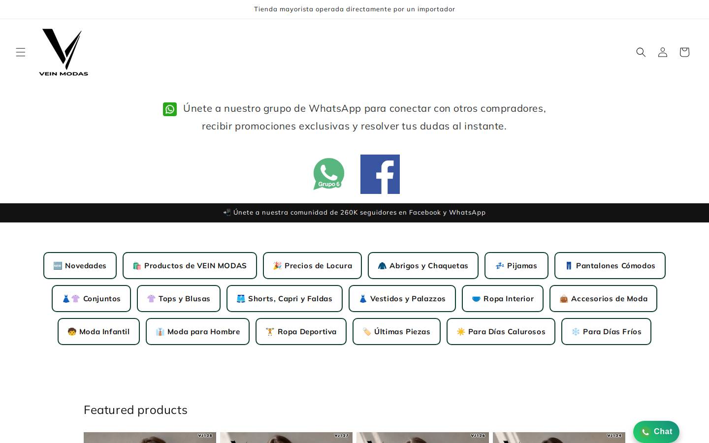 veinmodas.com homepage screenshot