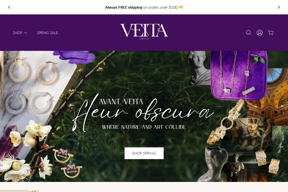 veitajewelry.com homepage screenshot