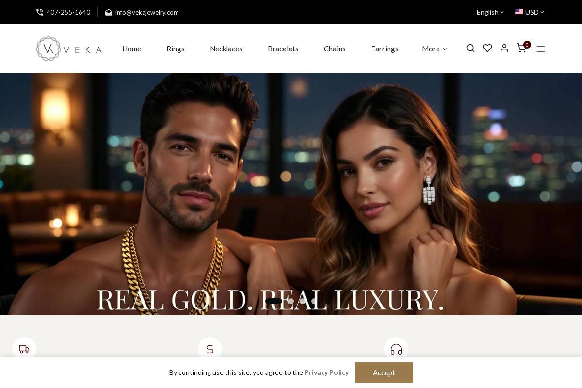 vekajewelry.com homepage screenshot