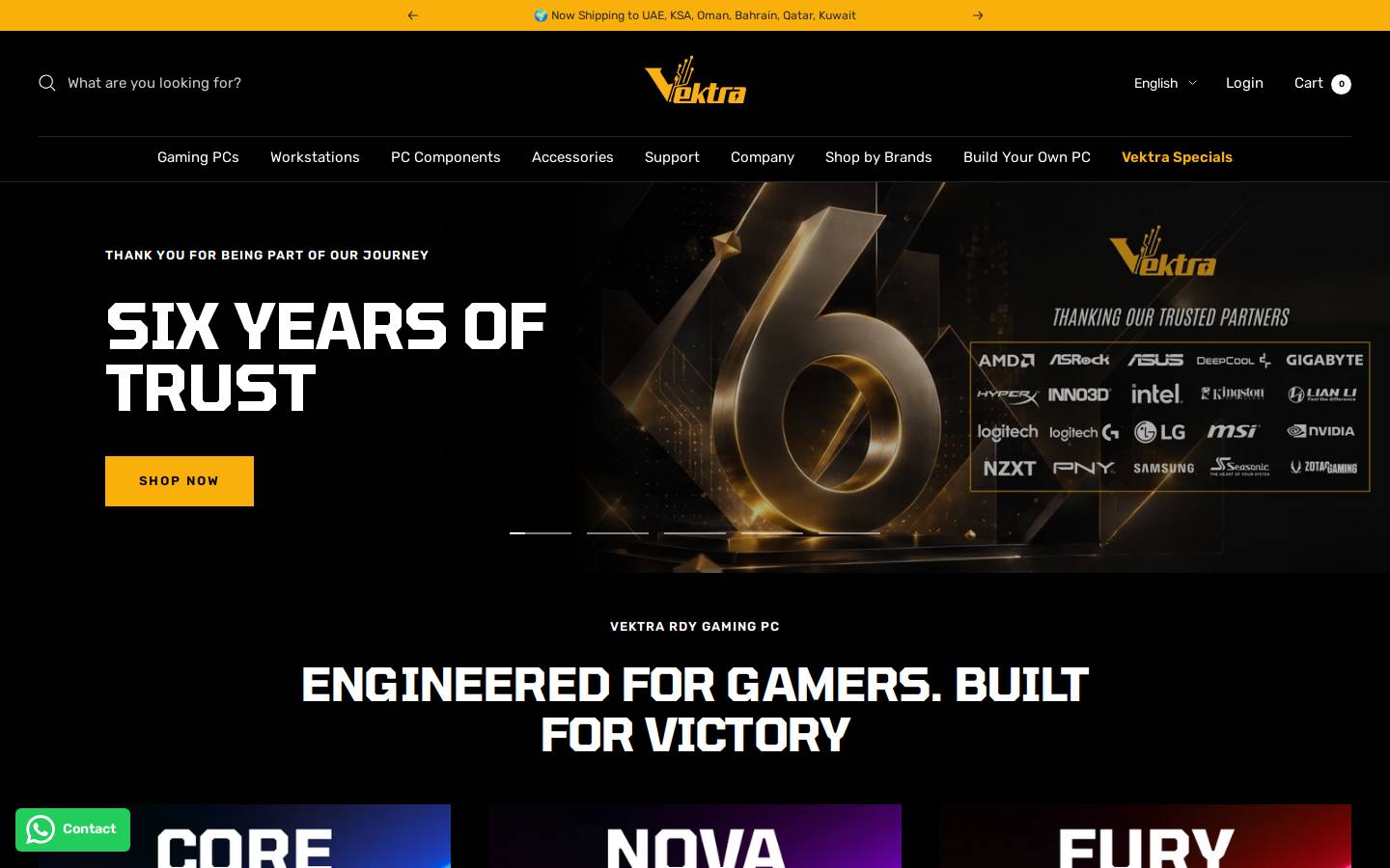 Vektra PC homepage screenshot
