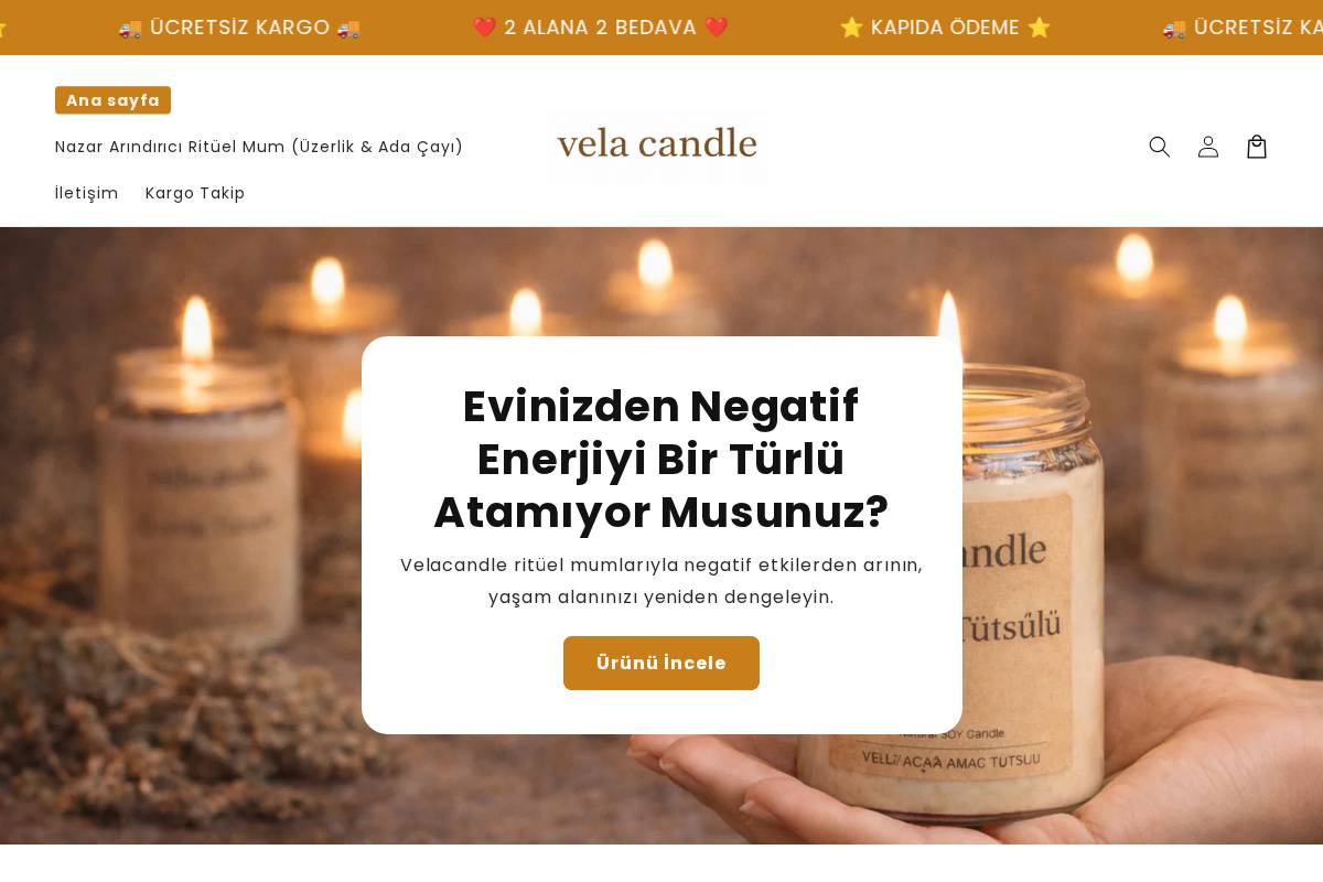 velacandle.co homepage screenshot