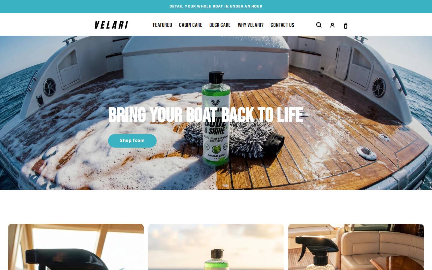 velariboatcare.com homepage screenshot