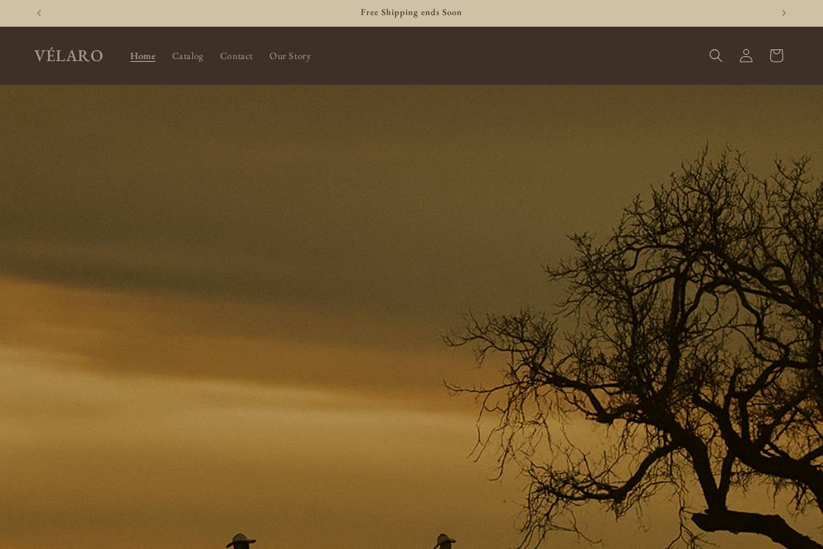 velaroapparel.com homepage screenshot