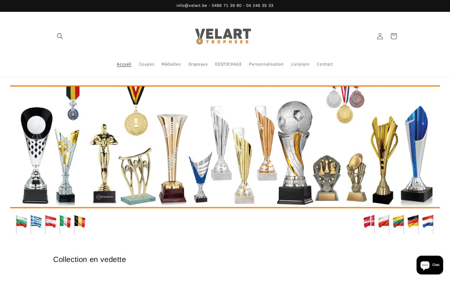 velarttrophees.be homepage screenshot