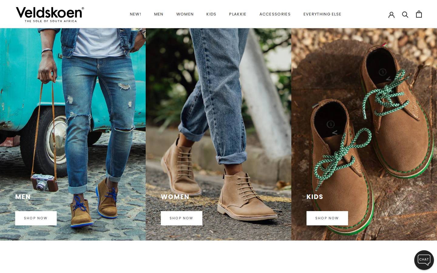 Veldskoenshoes homepage screenshot