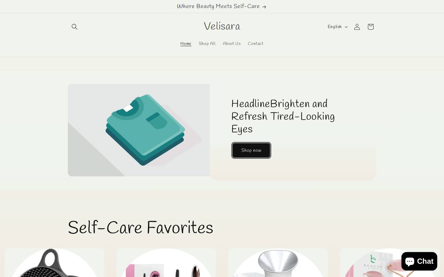 velisarabeauty.com homepage screenshot