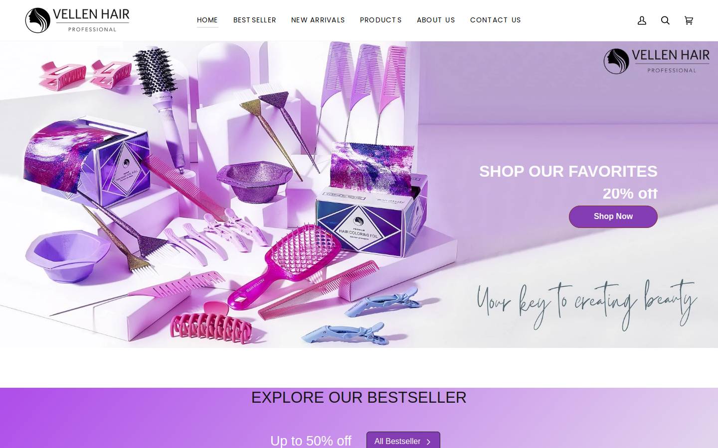 Vellen Hair homepage screenshot