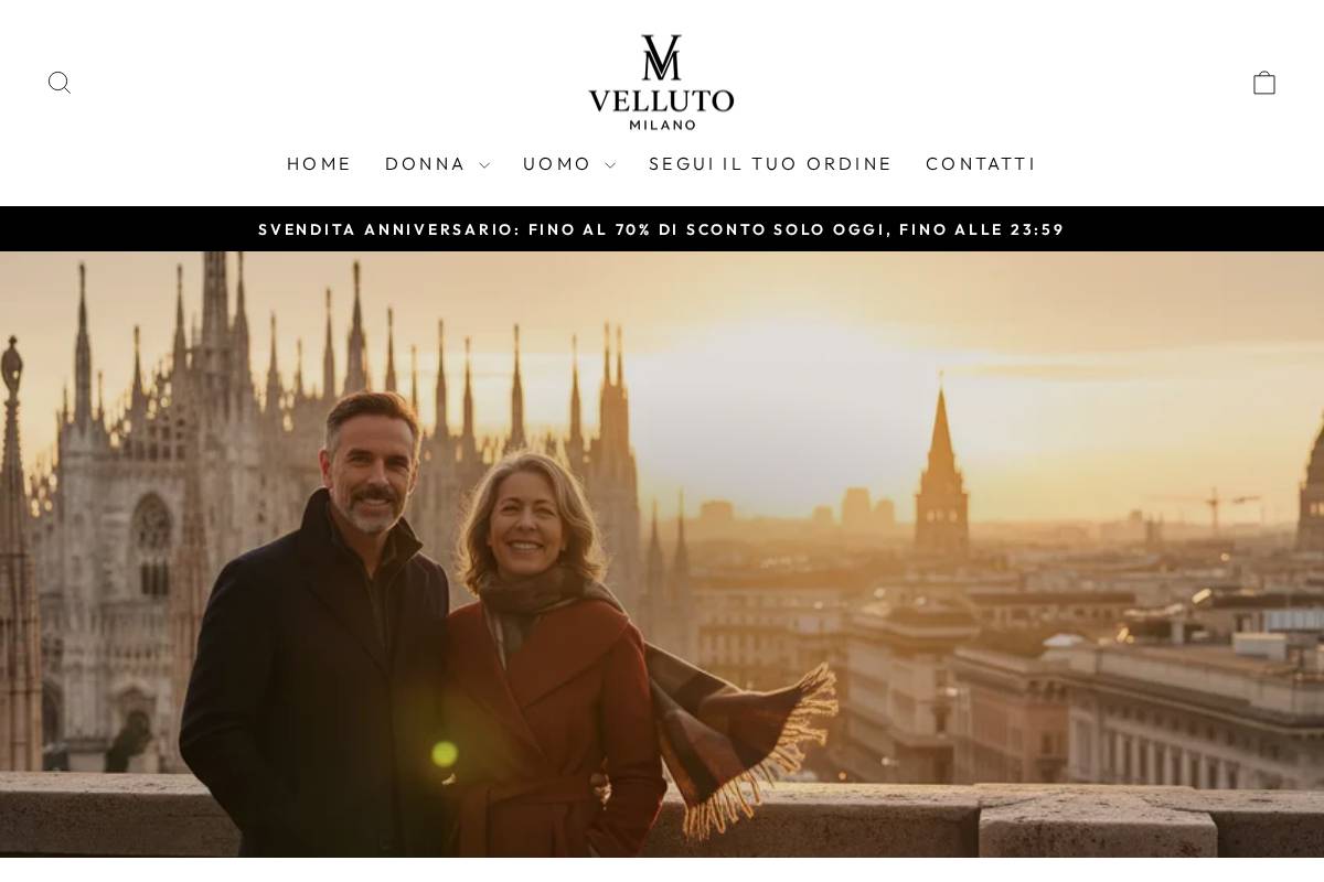 vellutomilano.com homepage screenshot