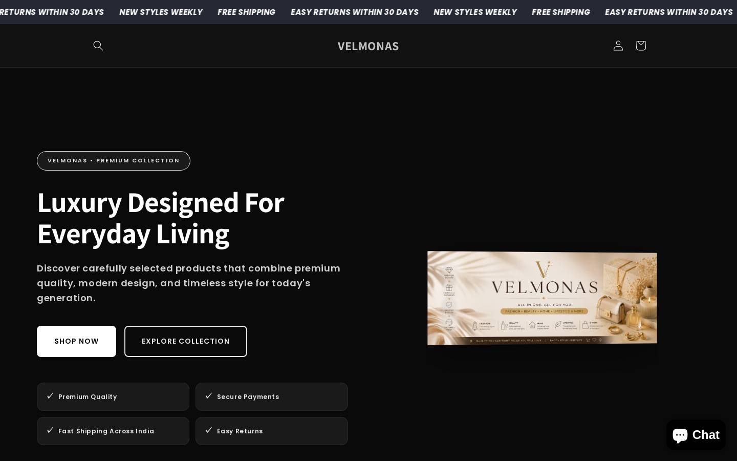 velmonas.shop homepage screenshot