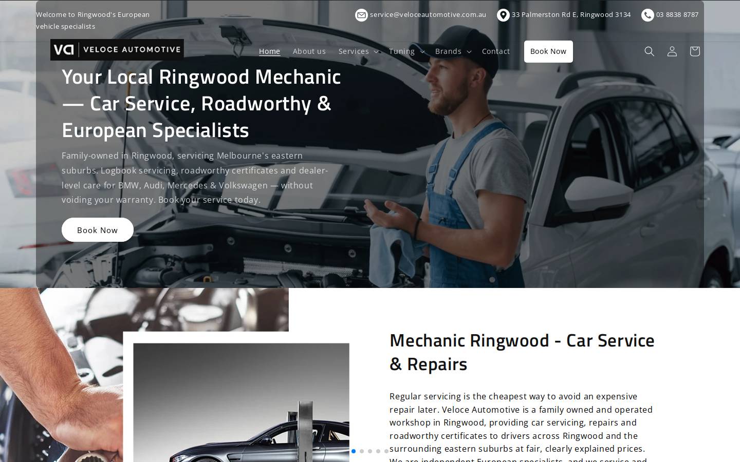 veloceautomotive.com.au homepage screenshot