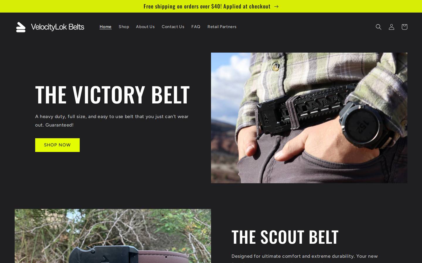velocitylokbelts.com homepage screenshot