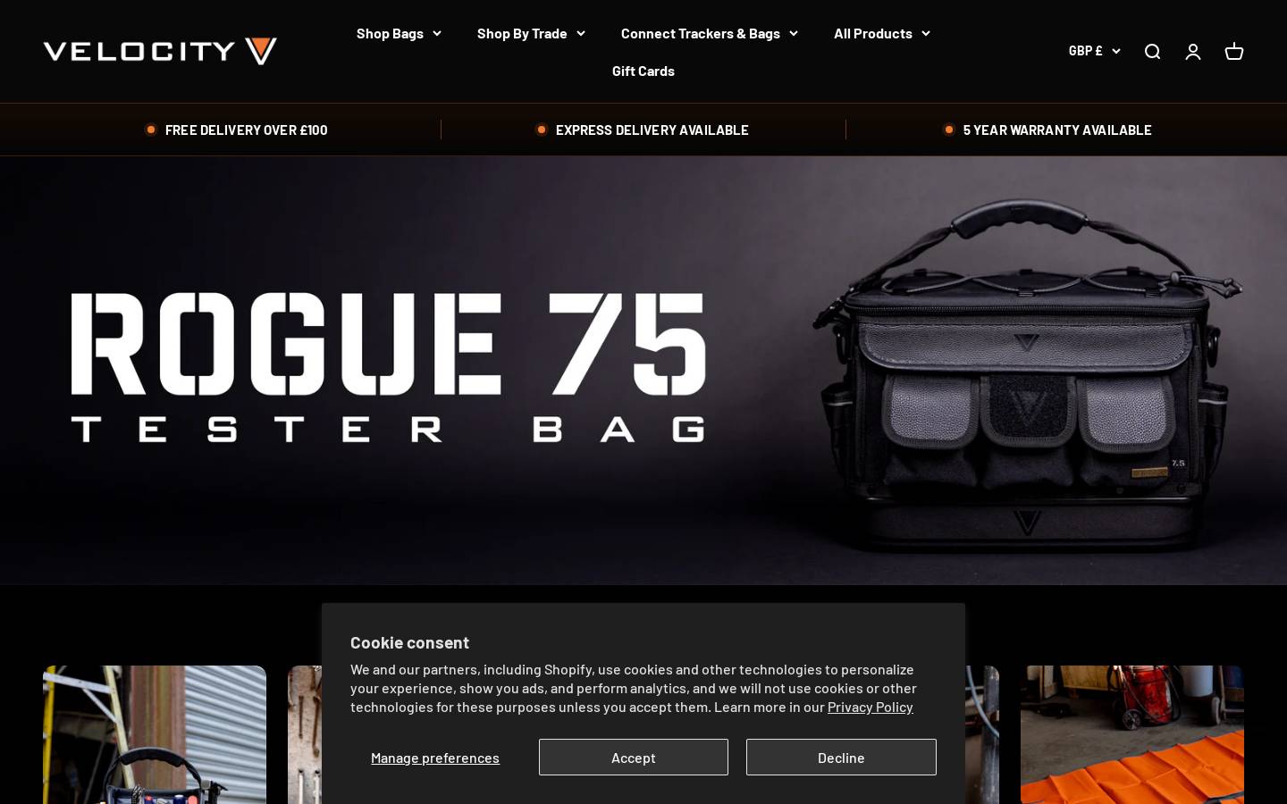 Velocity Progear homepage screenshot