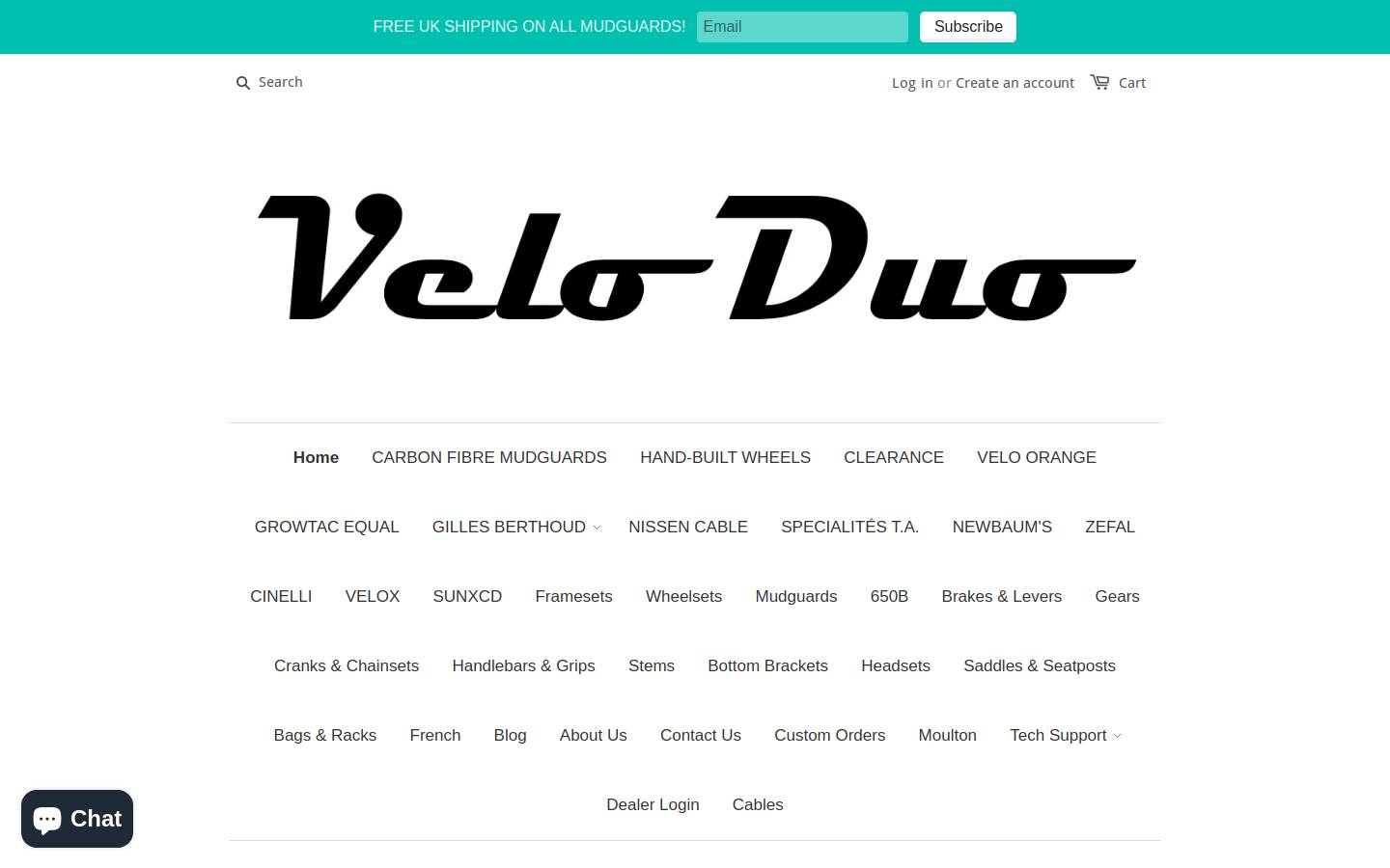 veloduo.co.uk homepage screenshot