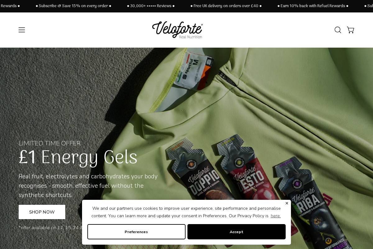 Veloforte homepage screenshot