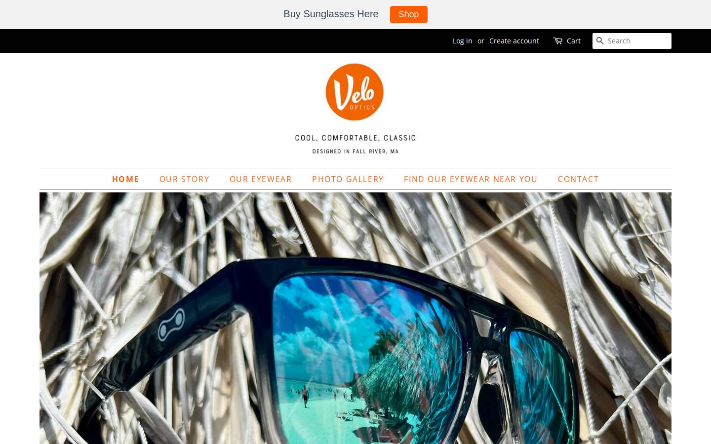 velooptics.com homepage screenshot
