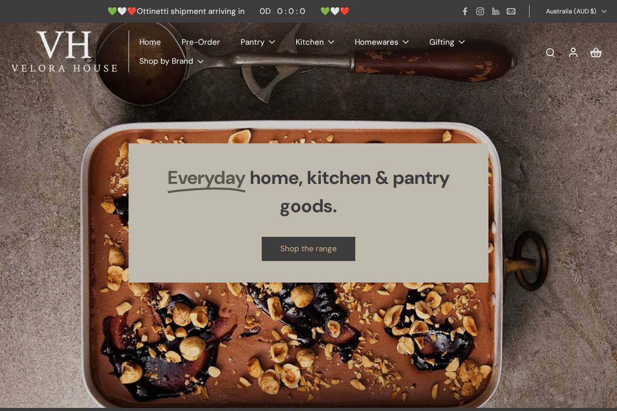 velorahouse.au homepage screenshot