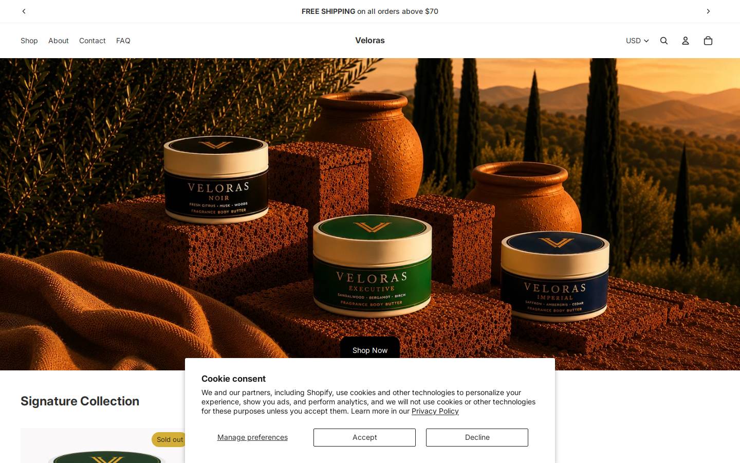 velorasluxe.com homepage screenshot