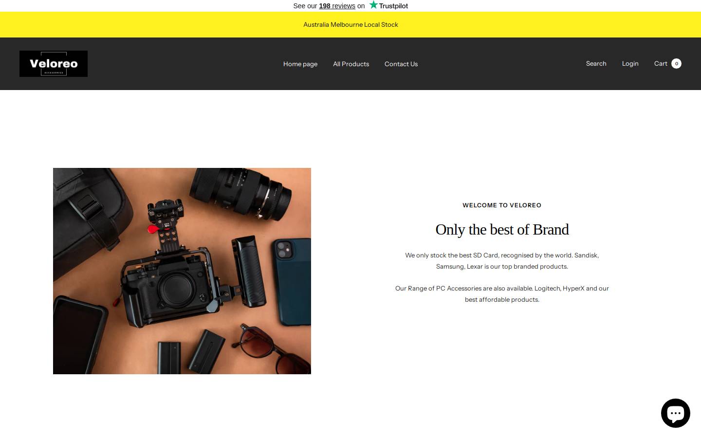 Veloreo homepage screenshot