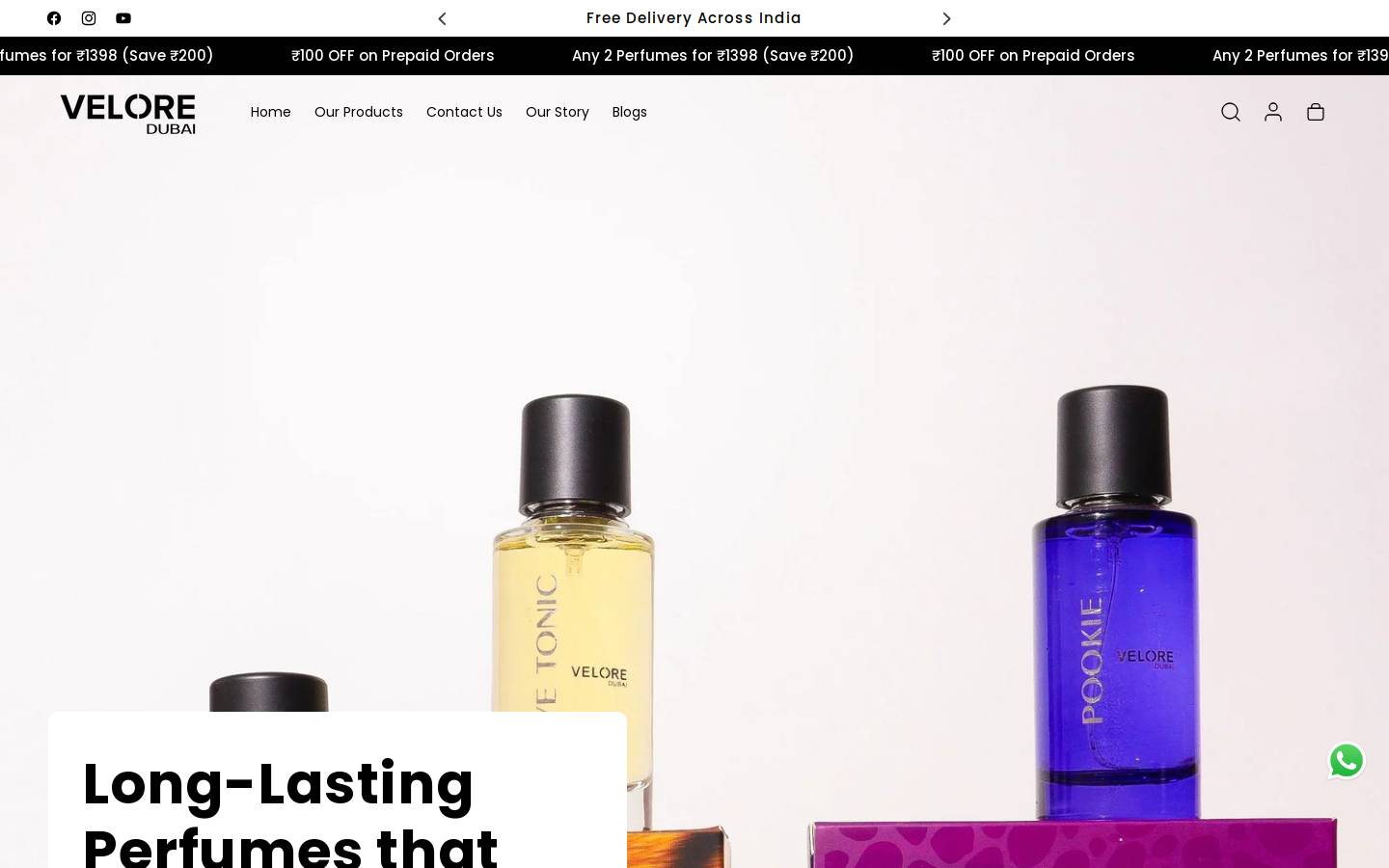 veloreperfumes.com homepage screenshot