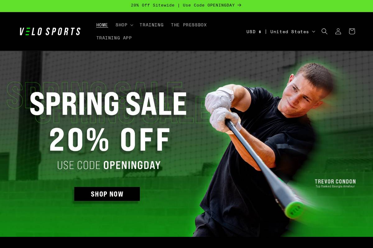 velosports.com homepage screenshot