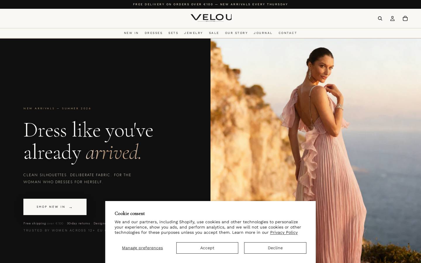 velouamsterdam.com homepage screenshot