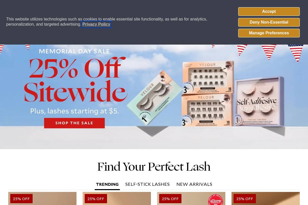Velourbeauty homepage screenshot