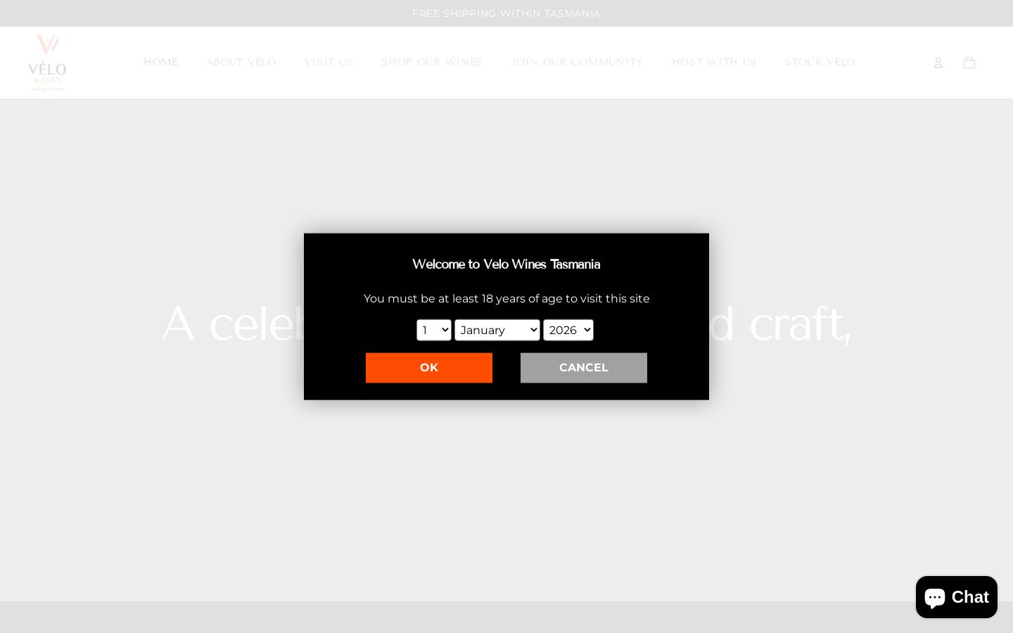 velowines.com.au homepage screenshot