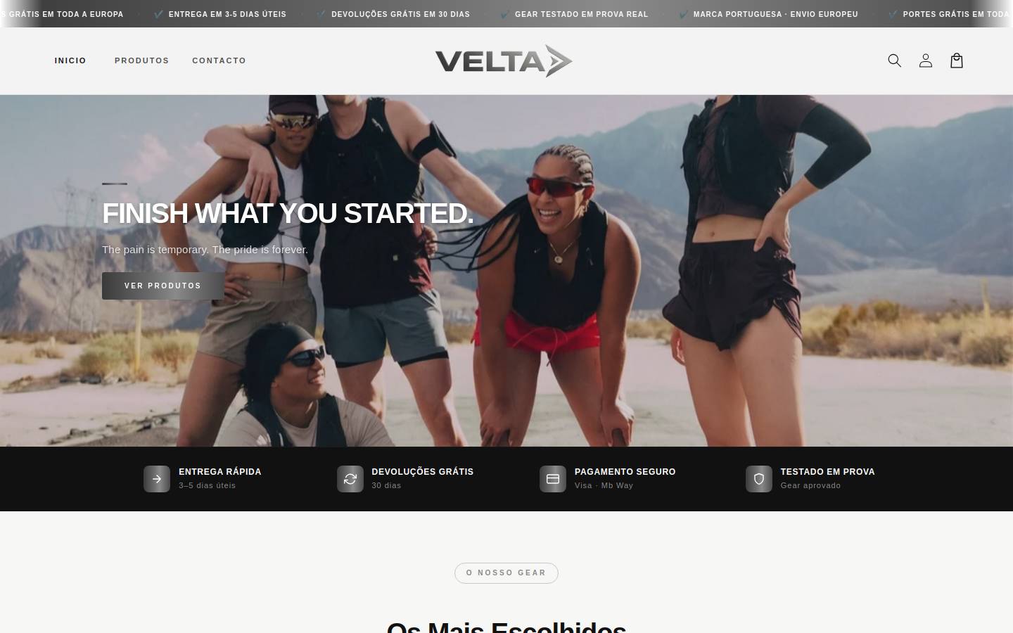 veltagear.com homepage screenshot