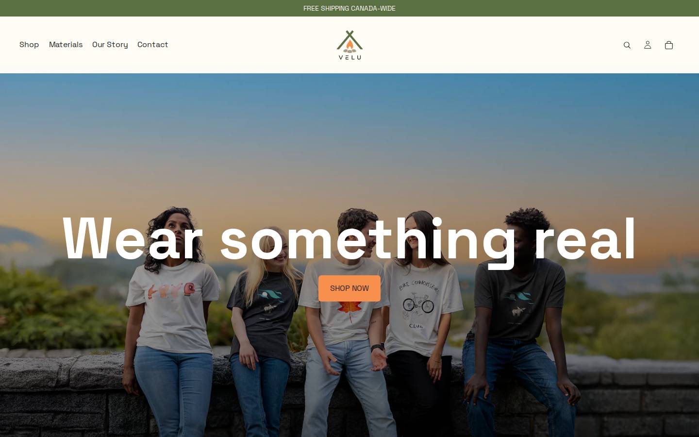 veluclothing.com homepage screenshot