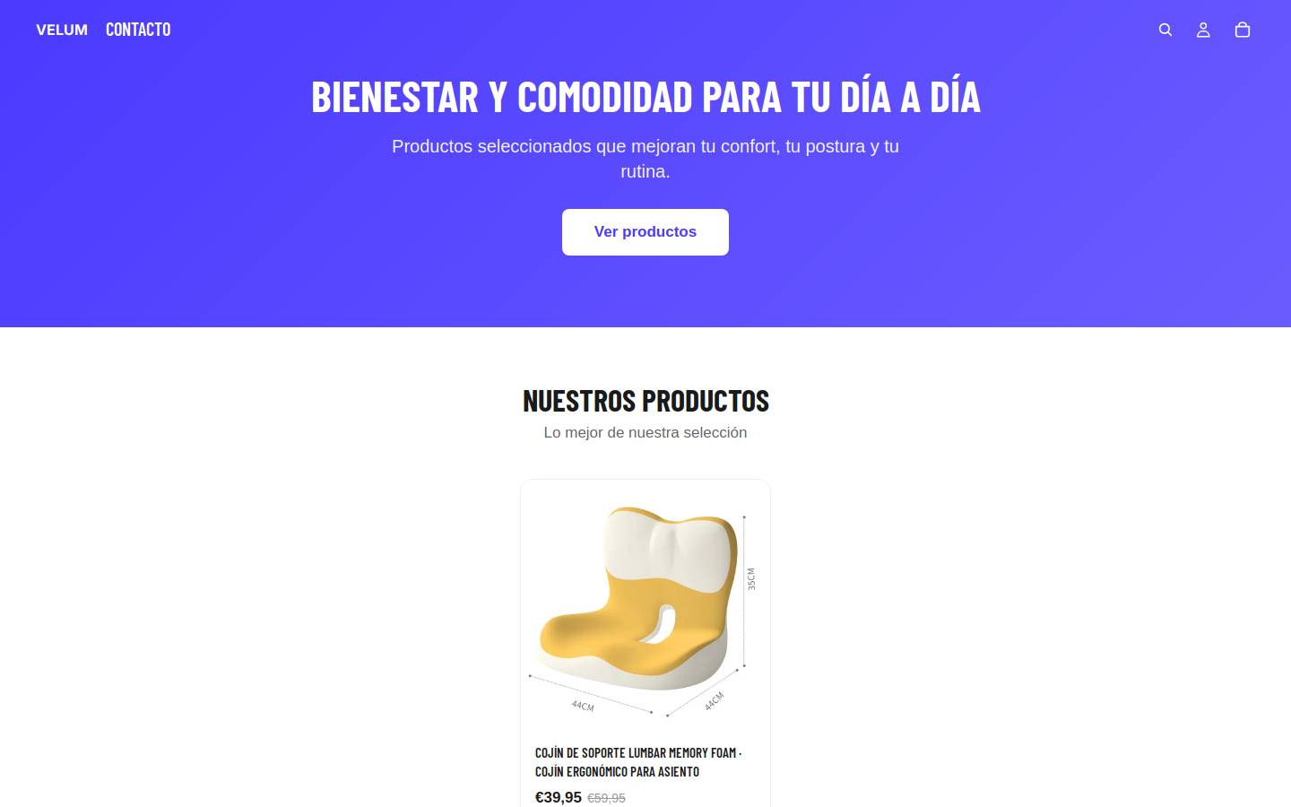 velumbrand.com homepage screenshot