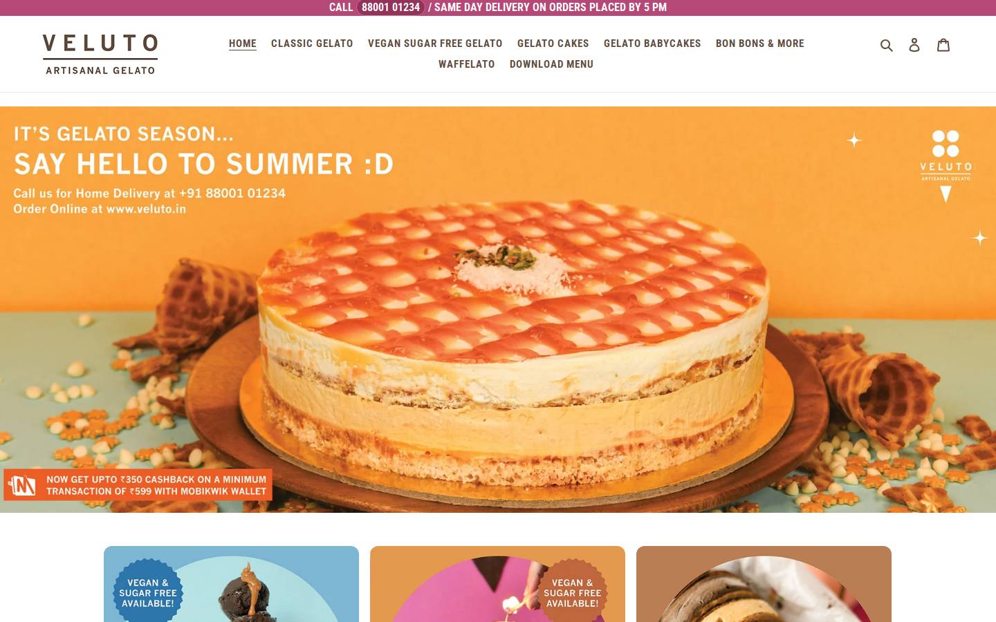 veluto.in homepage screenshot