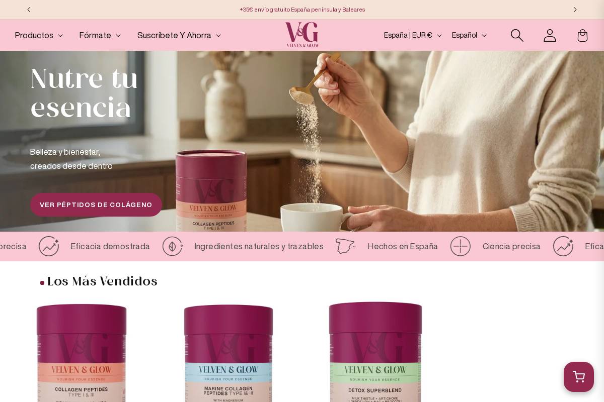 Velvenandglow homepage screenshot