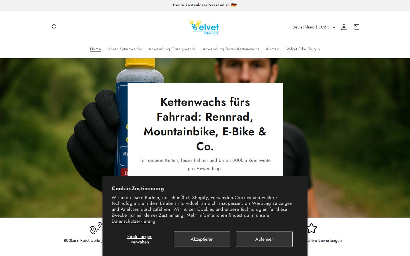 velvetbikecare.com homepage screenshot