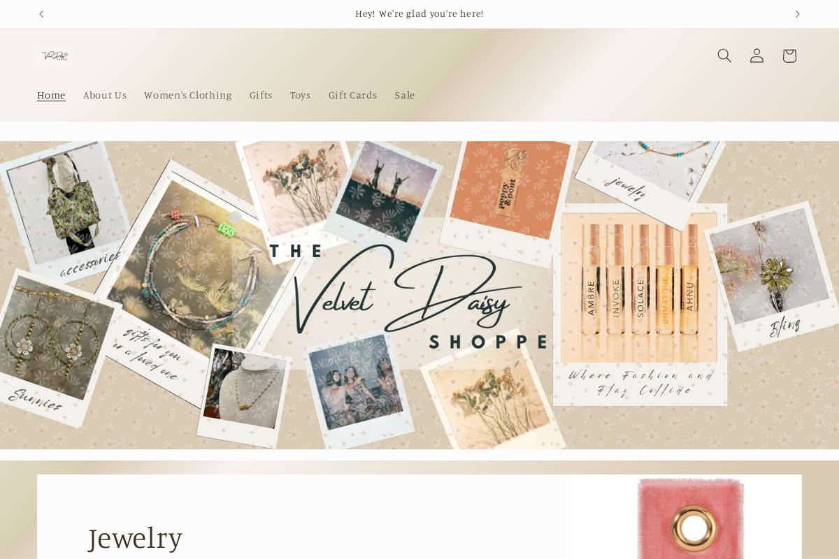 velvetdaisyshoppe.com homepage screenshot