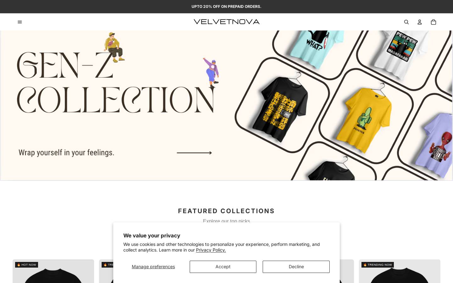 velvetnova.in homepage screenshot