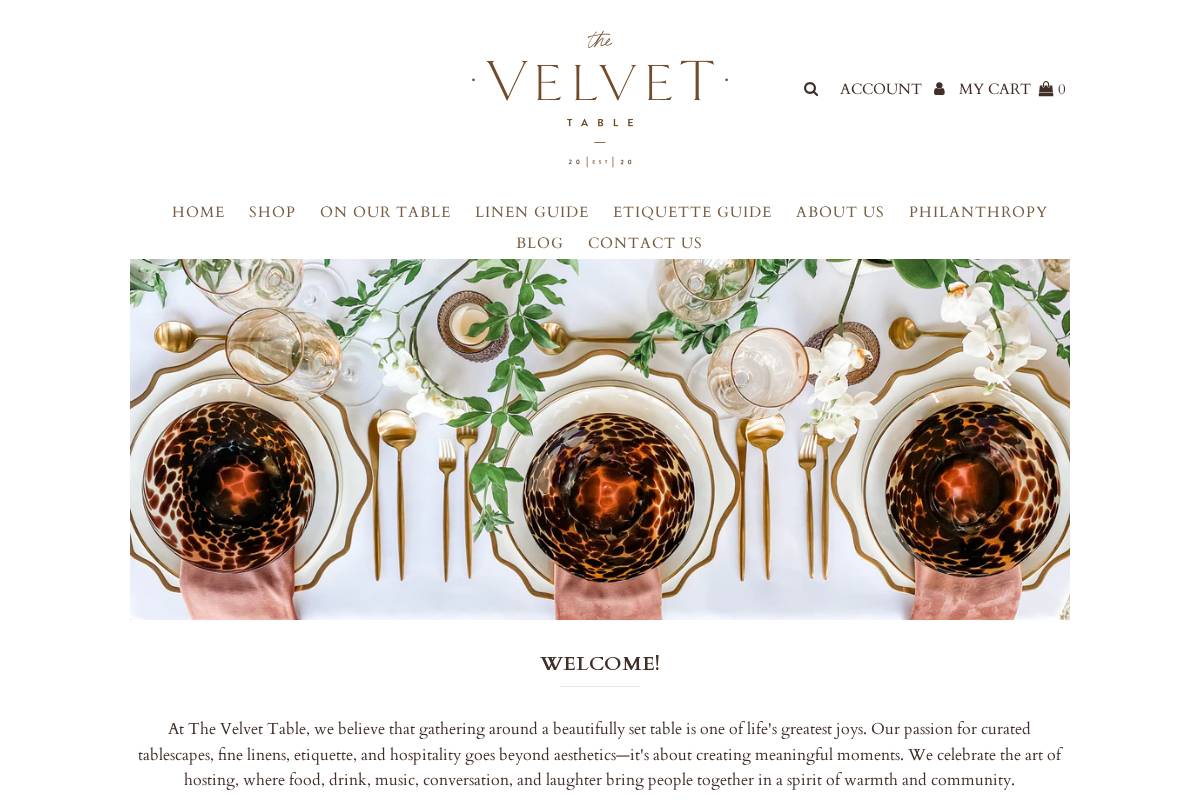 velvettable.com homepage screenshot