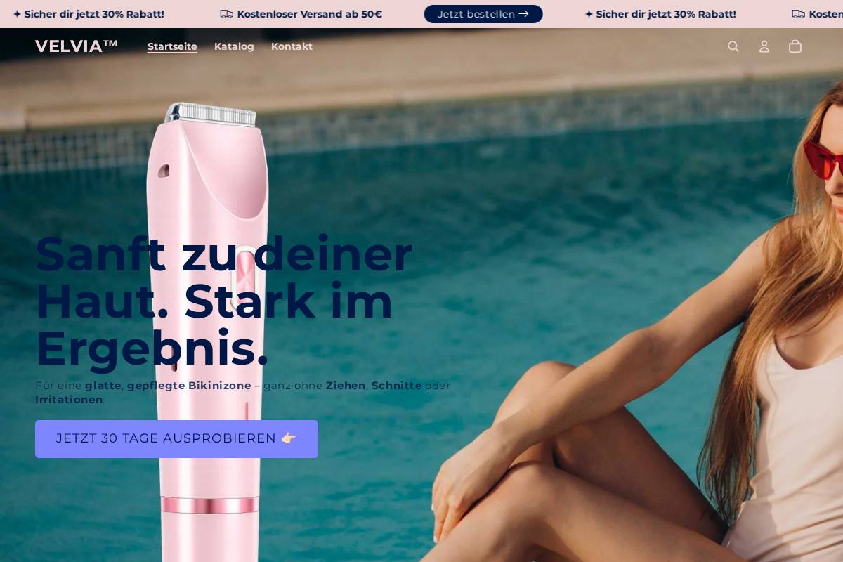 velvia.shop homepage screenshot