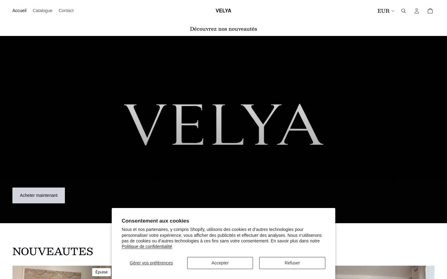 velyacollection.fr homepage screenshot