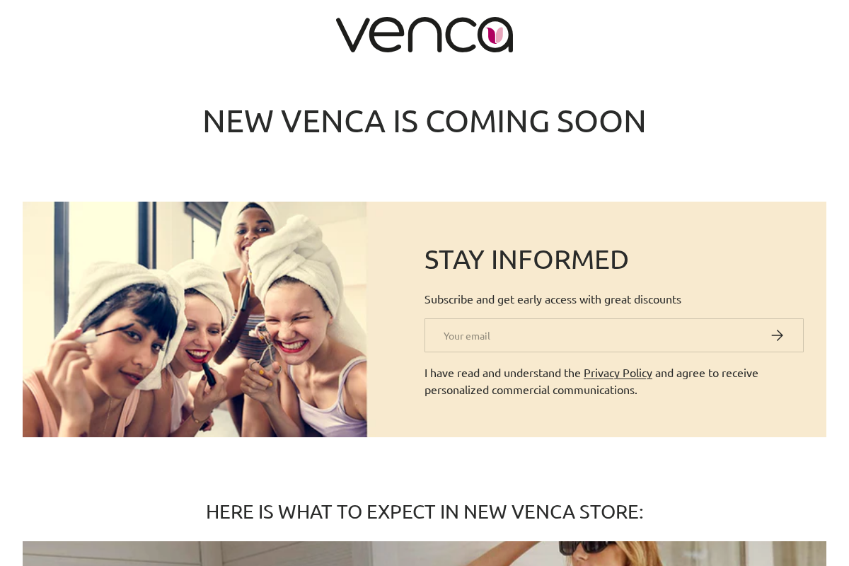 VENCA homepage screenshot